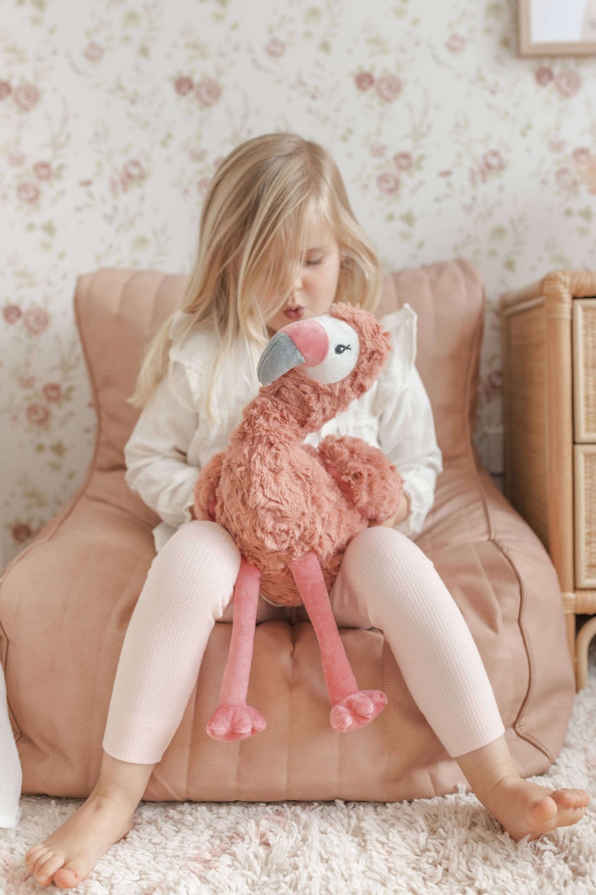 Francesca The Flamingo Weighted Teddy plush toy for children providing comfort and emotional support.