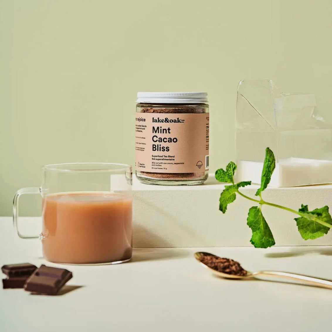 Mint Cacao Bliss – Superfood Tea (70g) | Lake & Oak