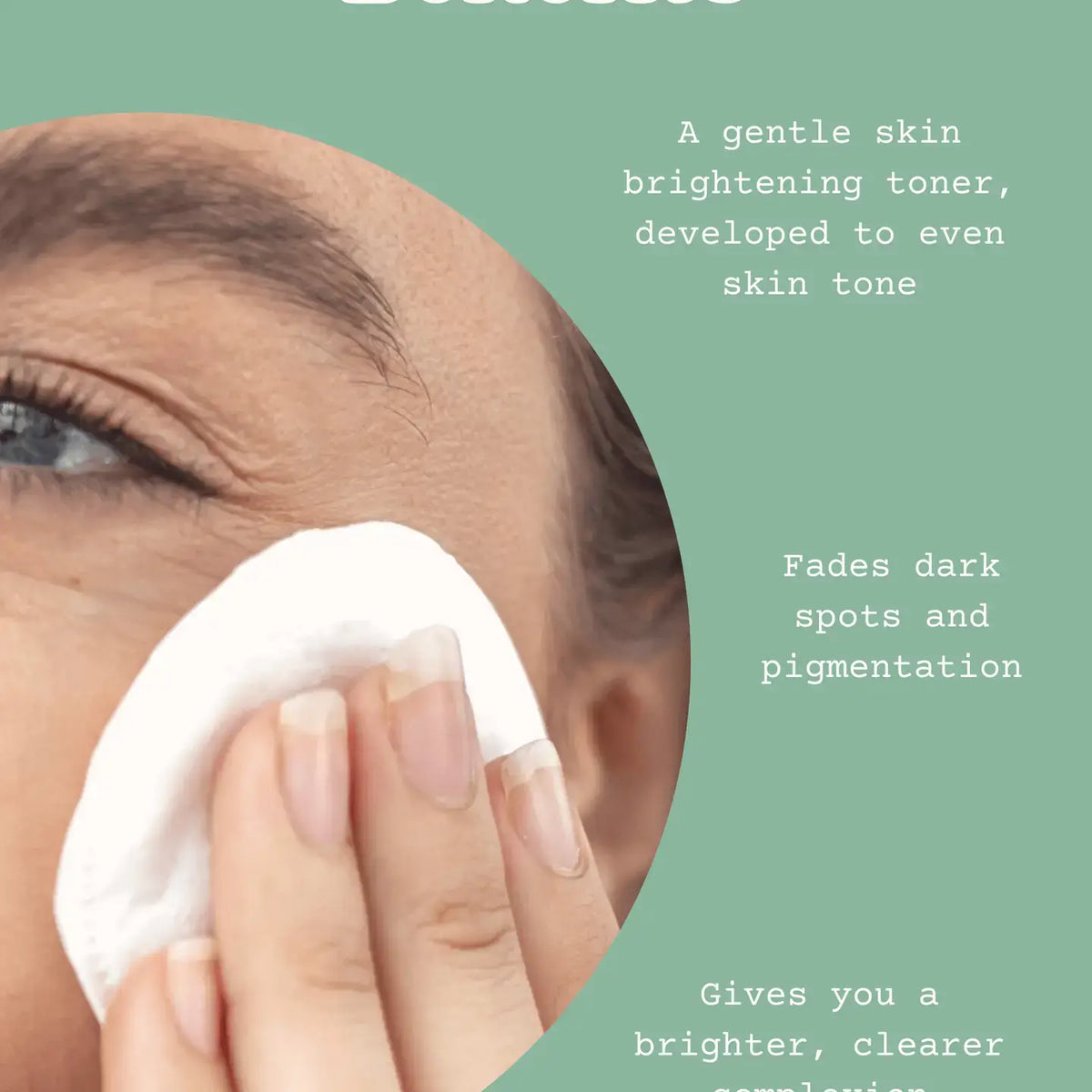 Close-up of a person using Glow Tonic, a gentle toner for even skin tone and radiant complexion.