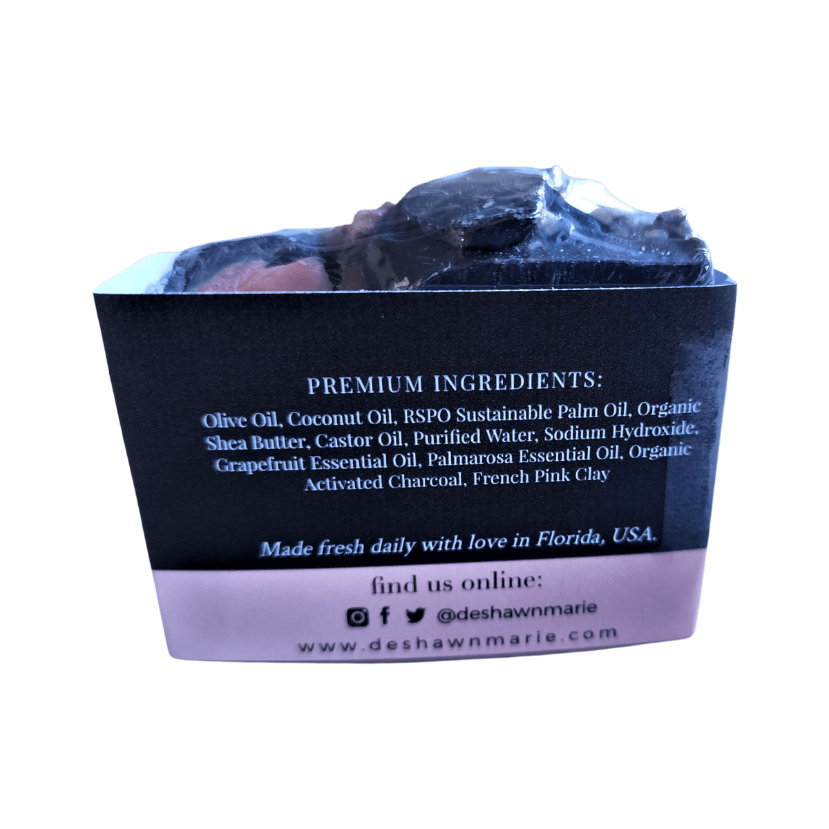 Grapefruit Palmarosa Bar Soap - Soap Boutique, showcasing premium ingredients like olive oil and grapefruit essential oil.