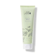 Green tube of sunscreen with branding on a white background