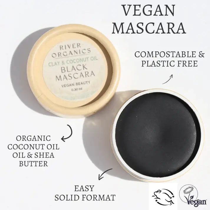 Zero Waste Mascara | Black 8.45g -River Organics-Live in the Light Naturally Ltd