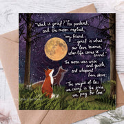 Grief Greeting Card featuring original artwork by Fox Under The Moon with comforting words about grief and love.