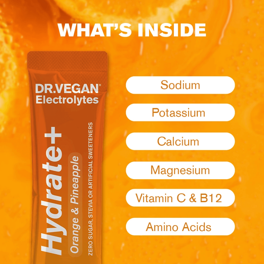 Hydrate+ Electrolyte Drink Mix – Orange & Pineapple, 15 Sachets