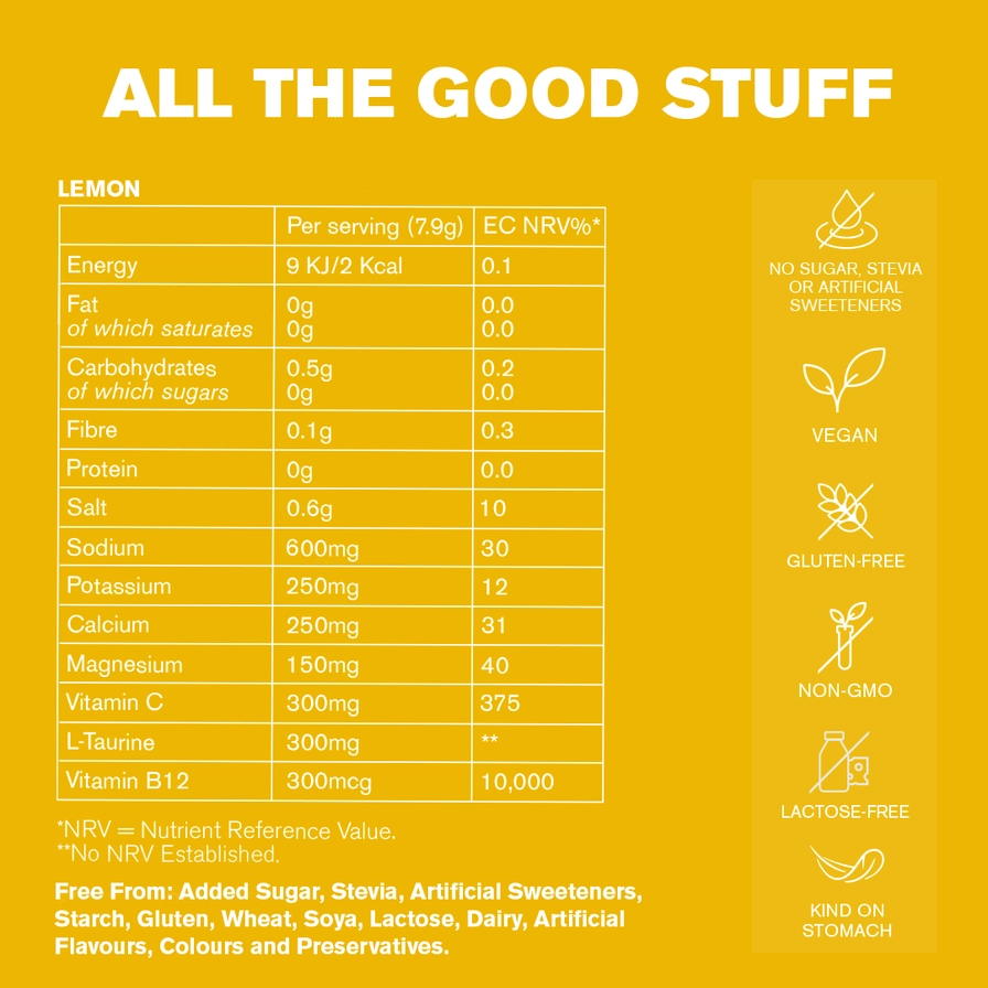 Hydrate+ | Lemon | Complete Electrolytes | Box of 15 Sachets
