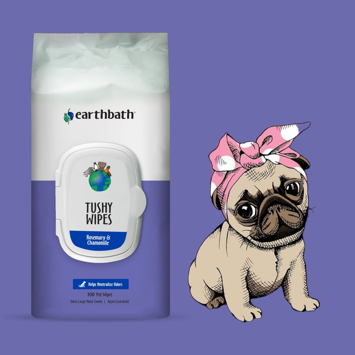Tushy Wipes for Dogs - Earthbath