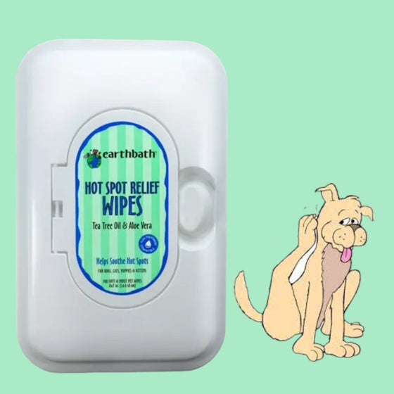 Dog Hot Spot Relief Wipes - Earthbath Tea Tree Oil & Aloe Vera 100 Pack