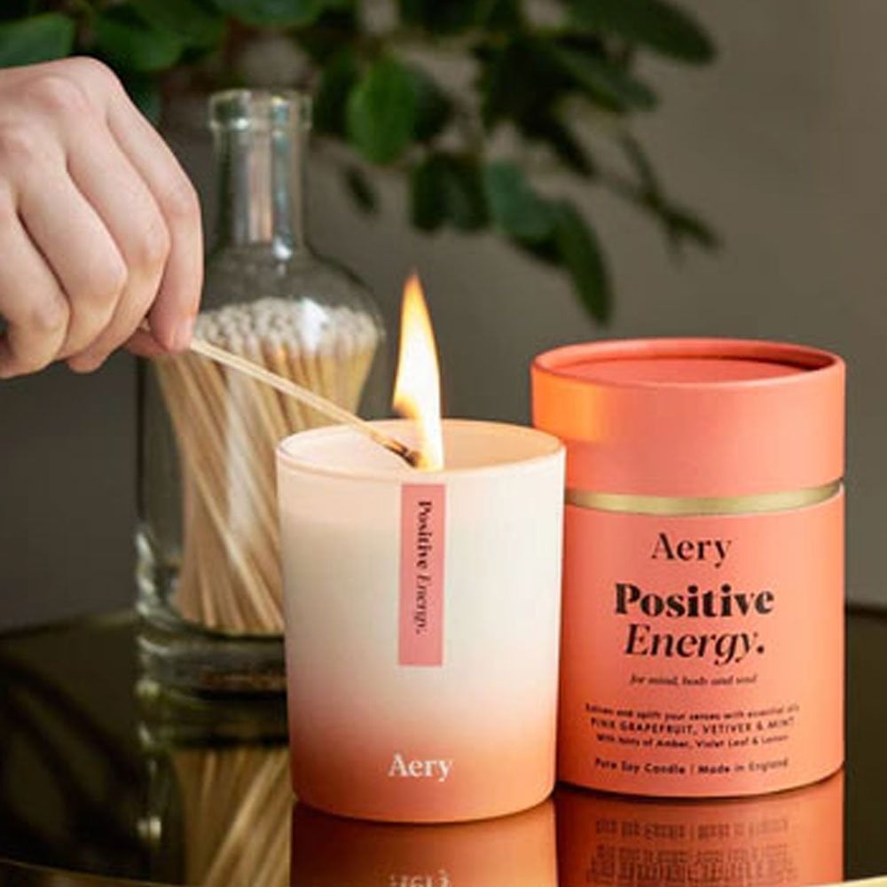 Positive Energy Scented Candle - Pink Grapefruit Vetiver and Mint - Aery Living