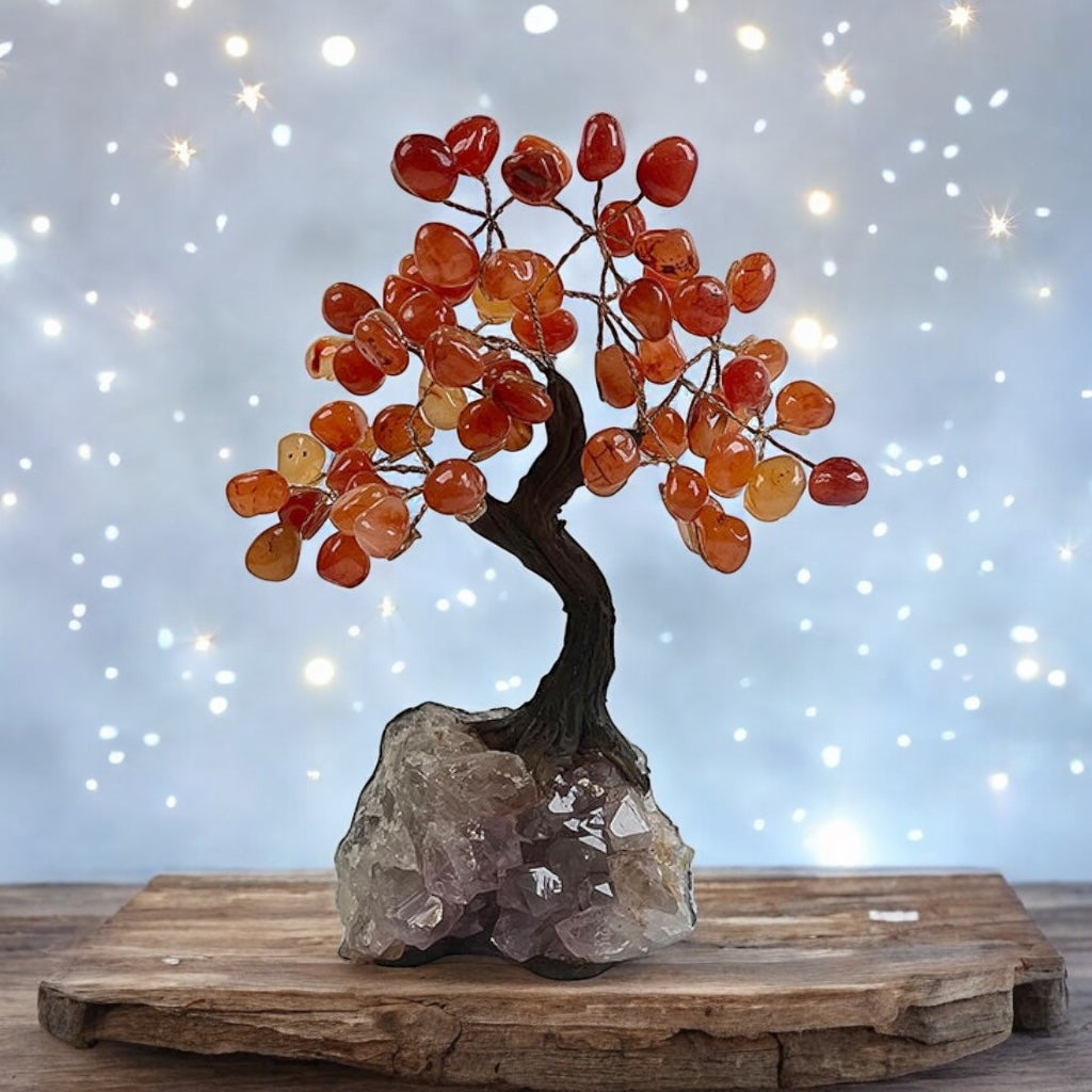 Carnelian Gemstone Tree 7" - Handmade by Brazil Gems