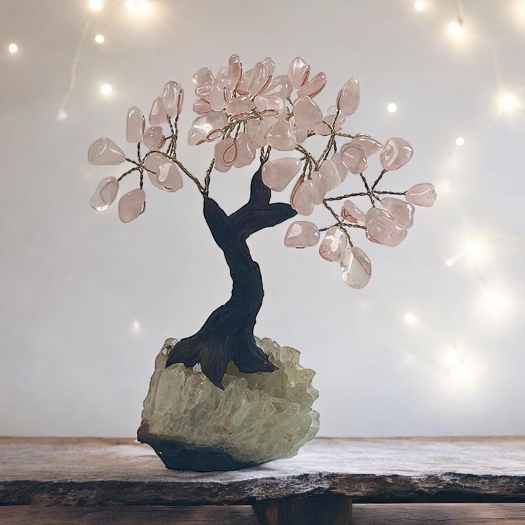 Rose Quartz Gemstone Tree 7" - Handmade by Brazil Gems