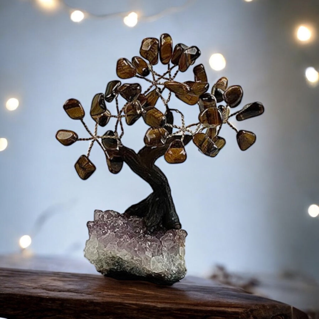 Tigers Eye Gemstone Tree 5" - Handmade by Brazil Gems