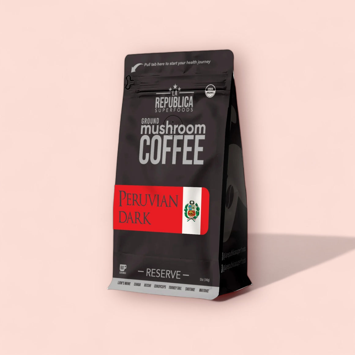 Peruvian Dark Ground RESERVE Mushroom Coffee - La Republica