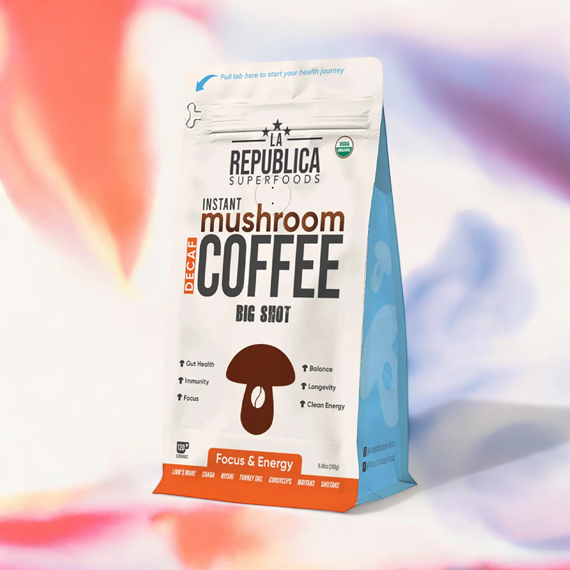 Big Shot instant Decaf 7 mushroom coffee  240g -  La Republica