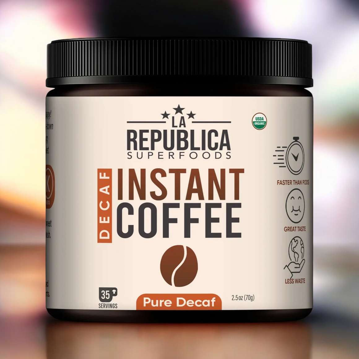 Instant 7 Mushroom Coffee Decaf 70g - La Republica