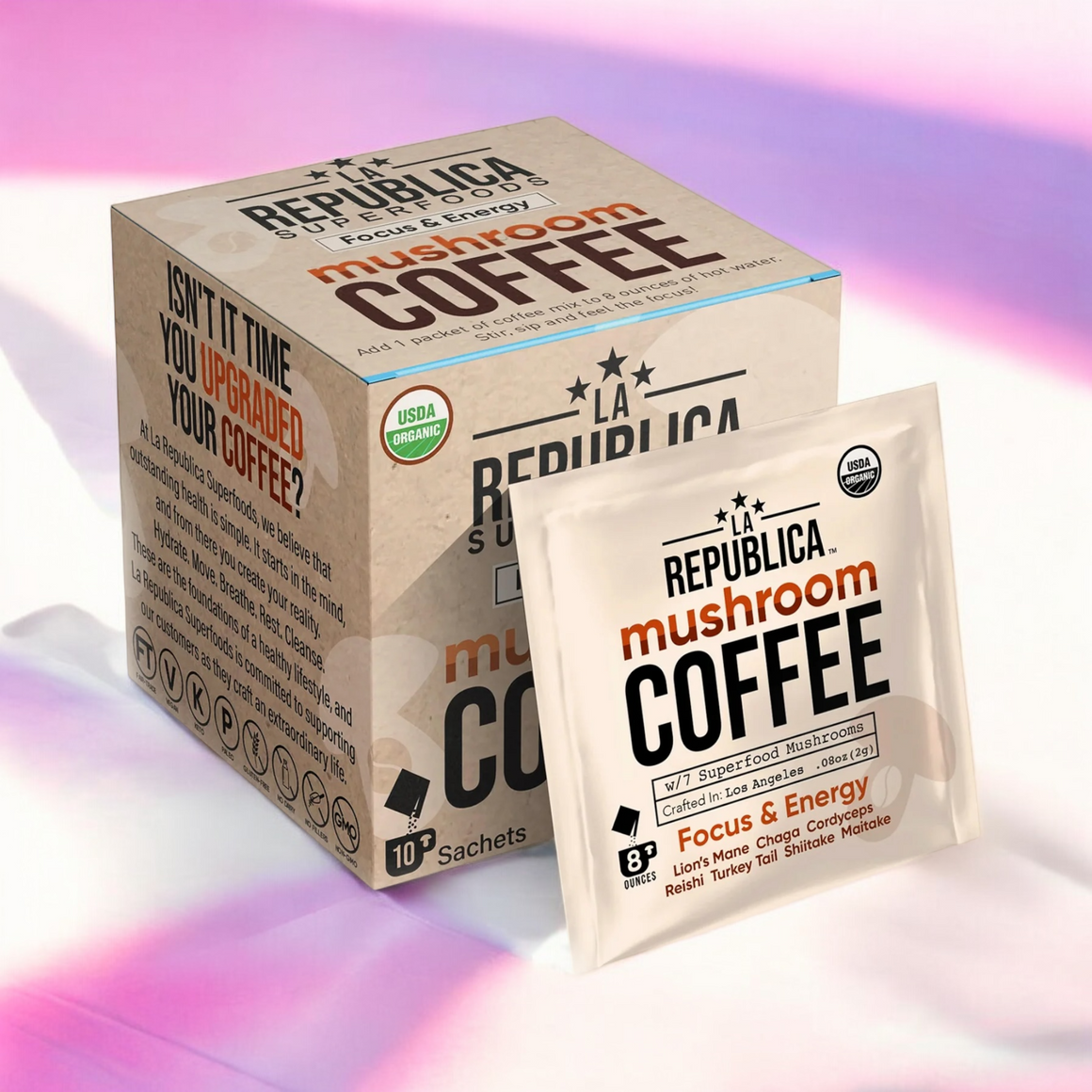 Instant 7 Mushroom Coffee Single Serving (10 pack) -  La Republica