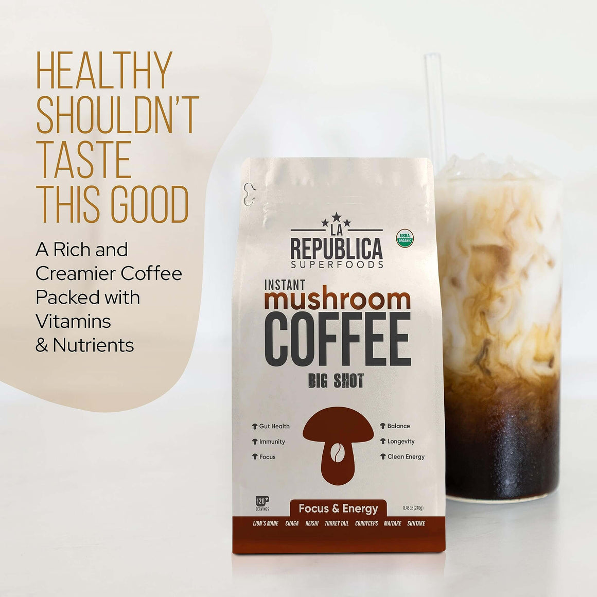 Instant 7 Mushroom Coffee BIG SHOT - La Republica