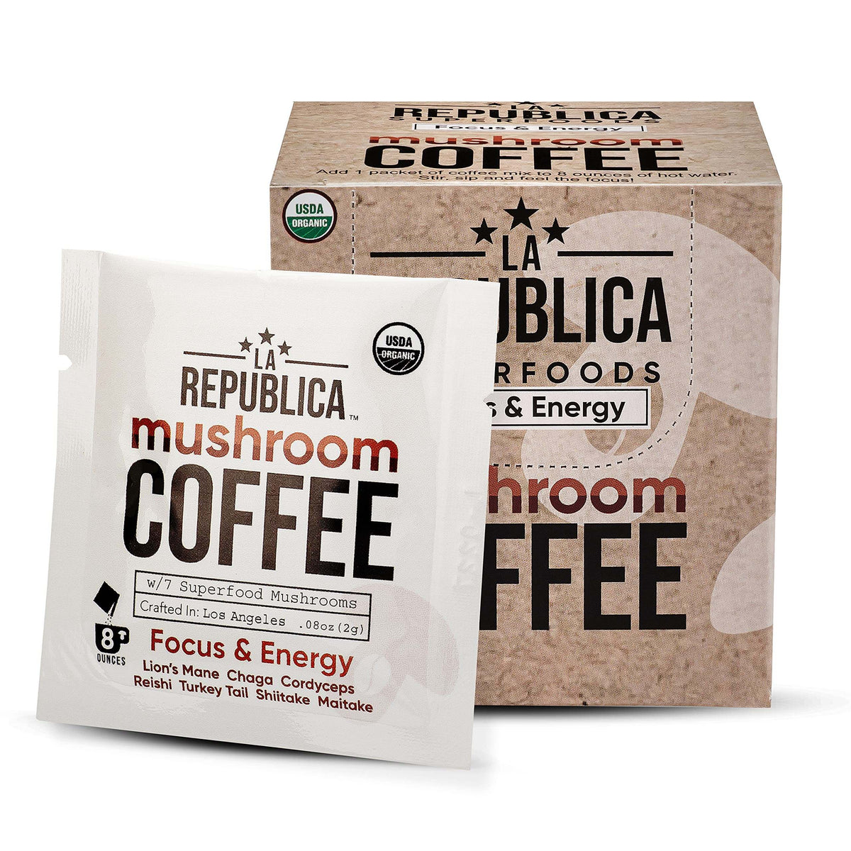 Instant 7 Mushroom Coffee Single Serving (10 pack) - La Republica