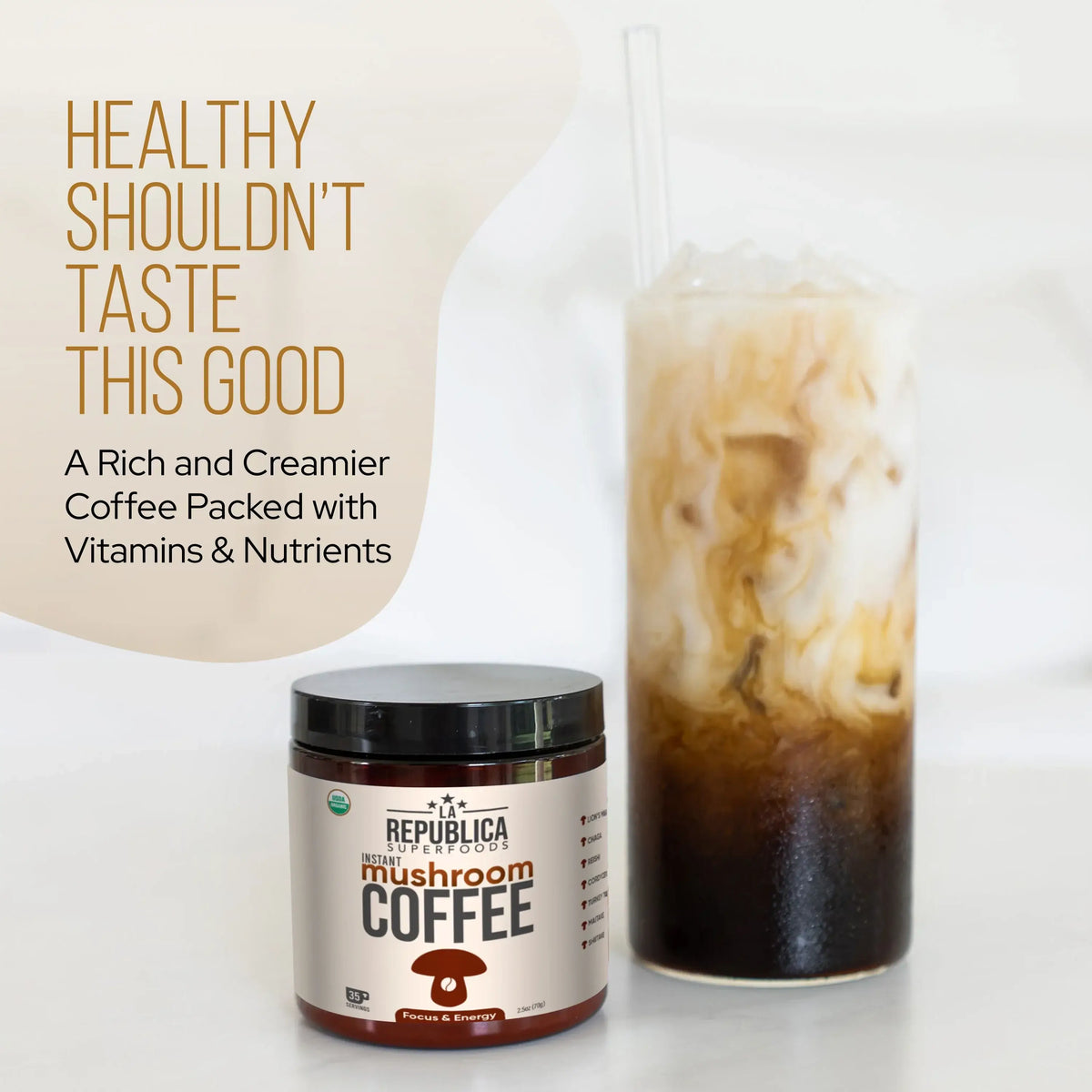 Instant 7 Mushroom Coffee – Wild-Crafted Superfood Blend |La Republica