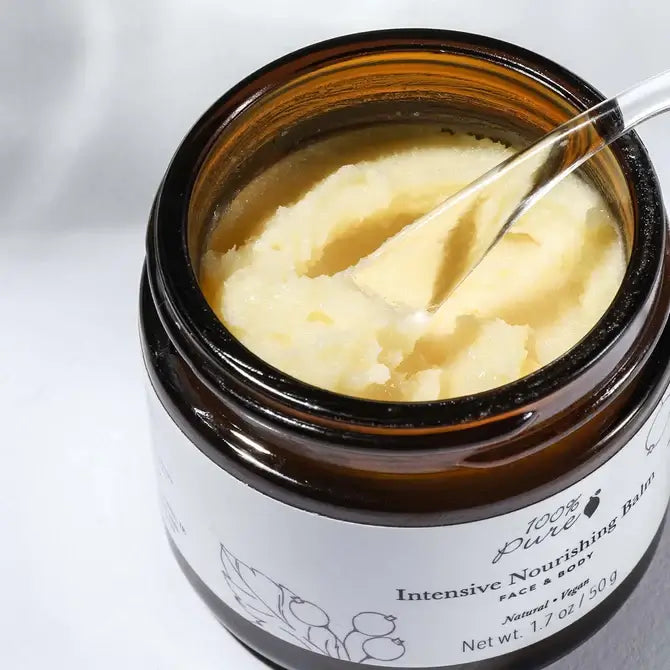 Jar of Intensive Nourishing Balm, a concentrated product for soothing dry skin conditions.
