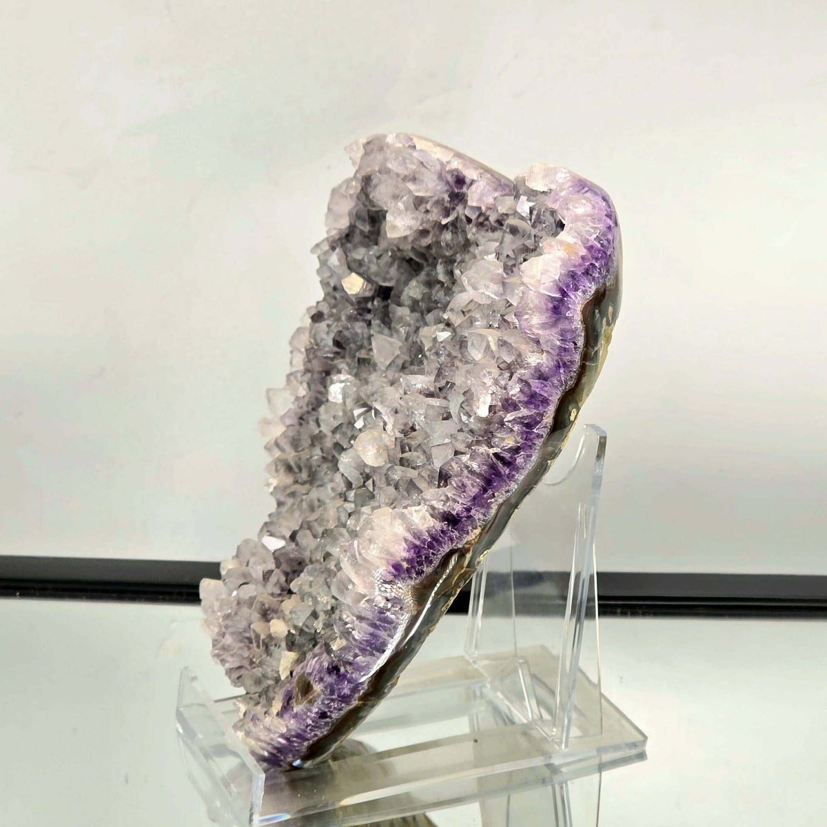 Large Amethyst Crystal Heart showcasing natural Brazilian amethyst quartz with calming energy and beauty.