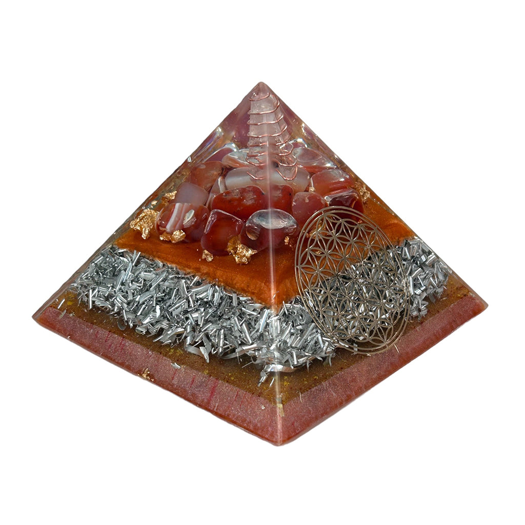 Orgonite Pyramid Metatron Large - With Orange Carnelian Sacral/hara Chakra