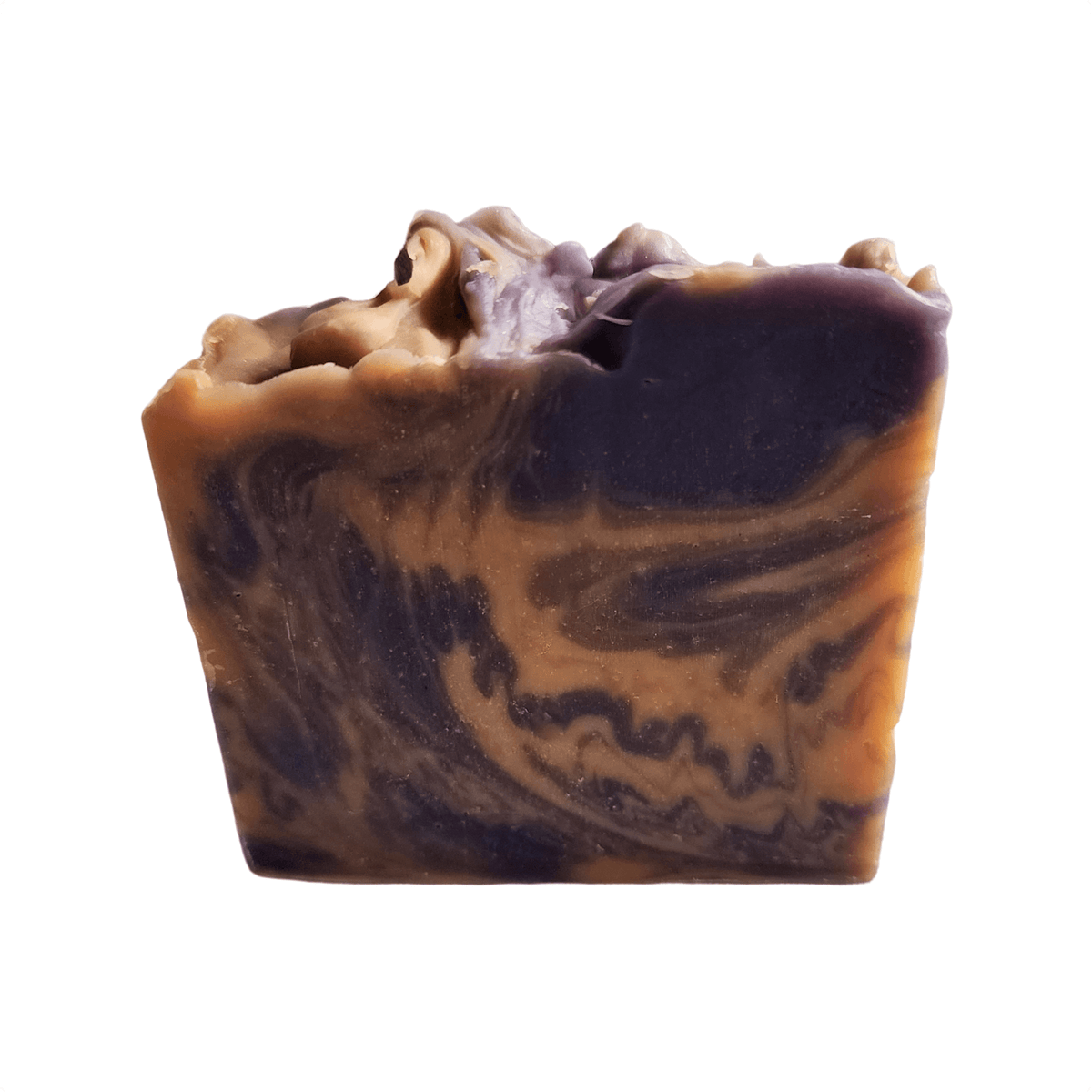 Lavender Sage Bar Soap - Soap Boutique, a handcrafted soap with rich purple and amber swirls for a serene cleansing experience.