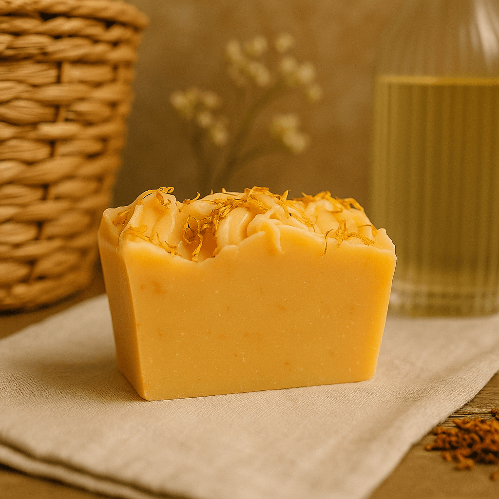 Lemongrass Calendula Soap Bar - Soap Boutique, handcrafted soap with calendula petals and lemongrass essential oil.