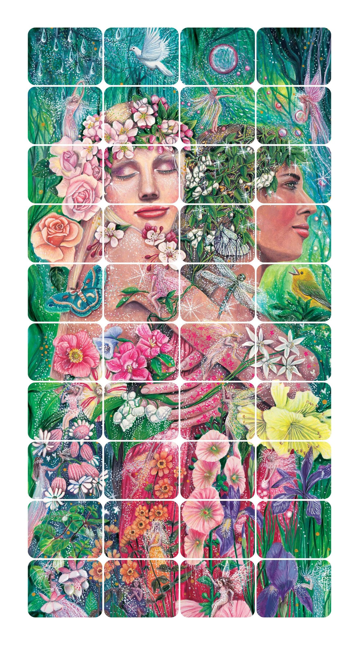 Colorful artwork of the Lightness of Being Card Deck, featuring nature and spiritual imagery for reflection.