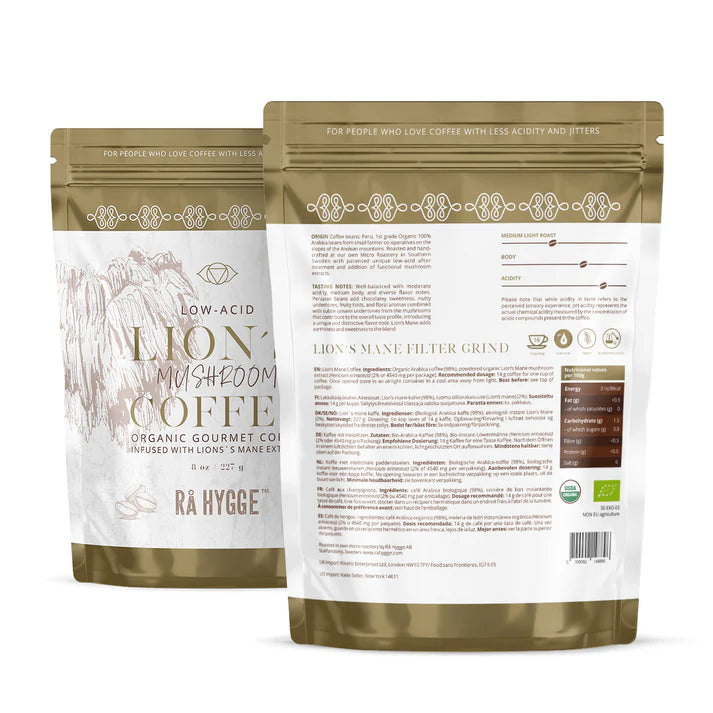 Lion's Mane Mushroom Coffee Filter ground 227 g 8 oz Ra Hygge Ingredients