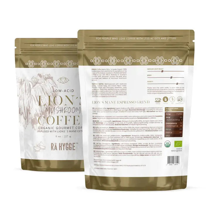 Lion's Mane Mushroom Coffee Espresso ground 227 g / 8 oz - Ra Hygge