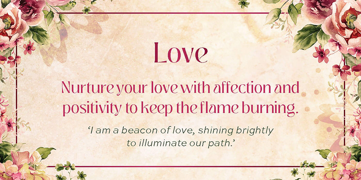 Love Affirmations Cards featuring a floral design with a quote about nurturing love and positivity.