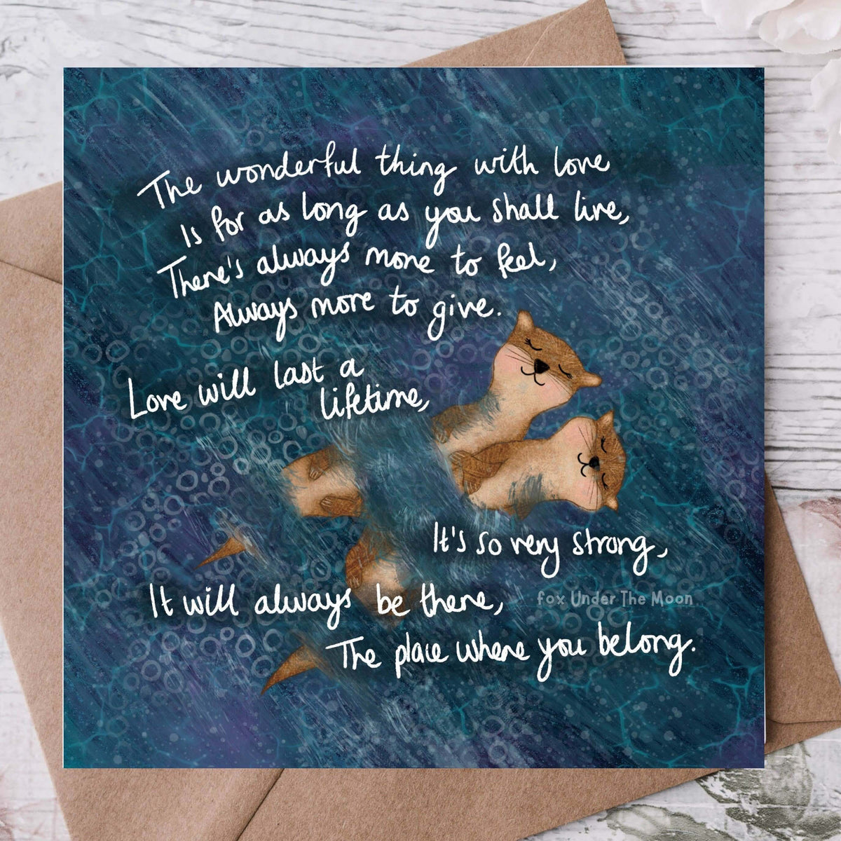 "Love" Wedding, Anniversary & Relationship Card featuring otters and romantic quote about love.