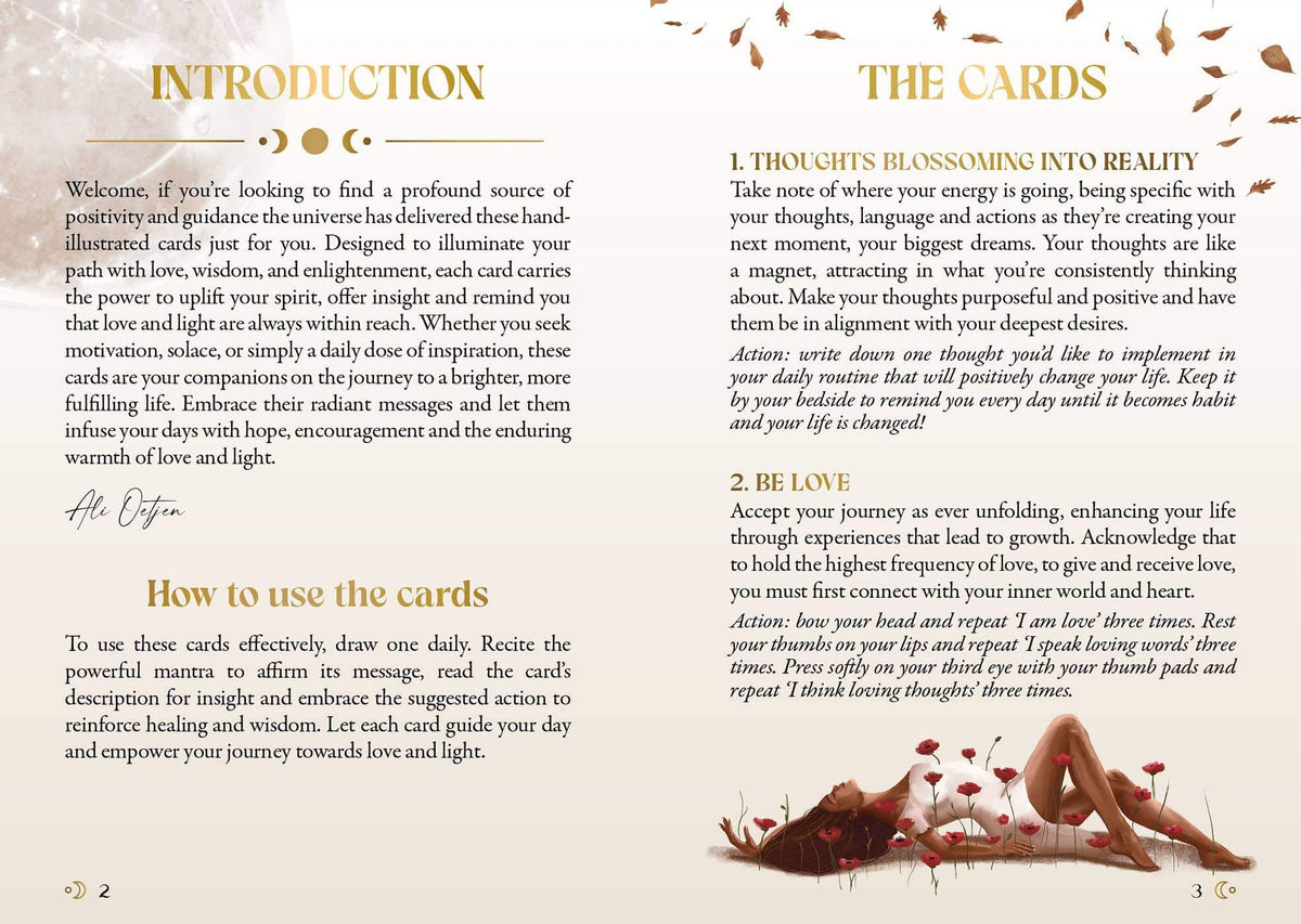 Introduction page of a card guide with text and illustrations on a white background.
