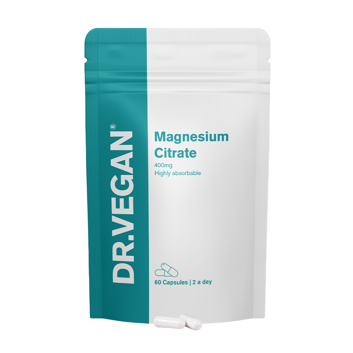 Magnesium Citrate 400mg 60 Capsules, high absorption magnesium citrate supplement packaging.