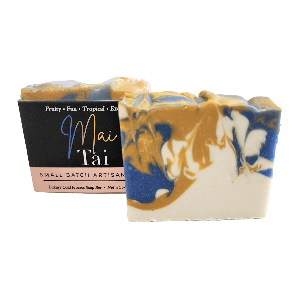 Mai Tai Soap Bar - Soap Boutique showcasing vibrant swirls of color and tropical design in a handcrafted soap.