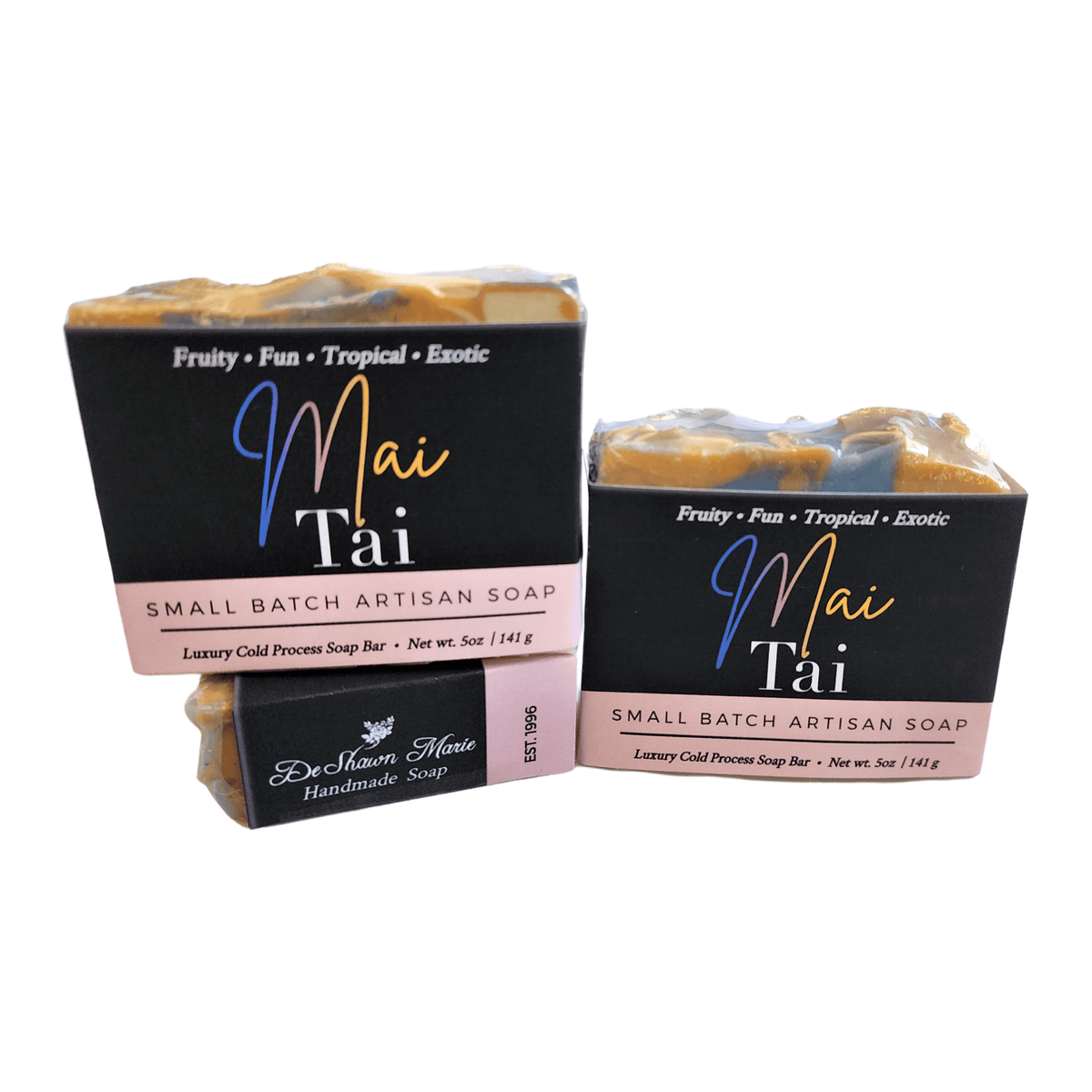 Mai Tai Soap Bar - Soap Boutique, handcrafted artisan soap with vibrant colors and tropical fragrance.