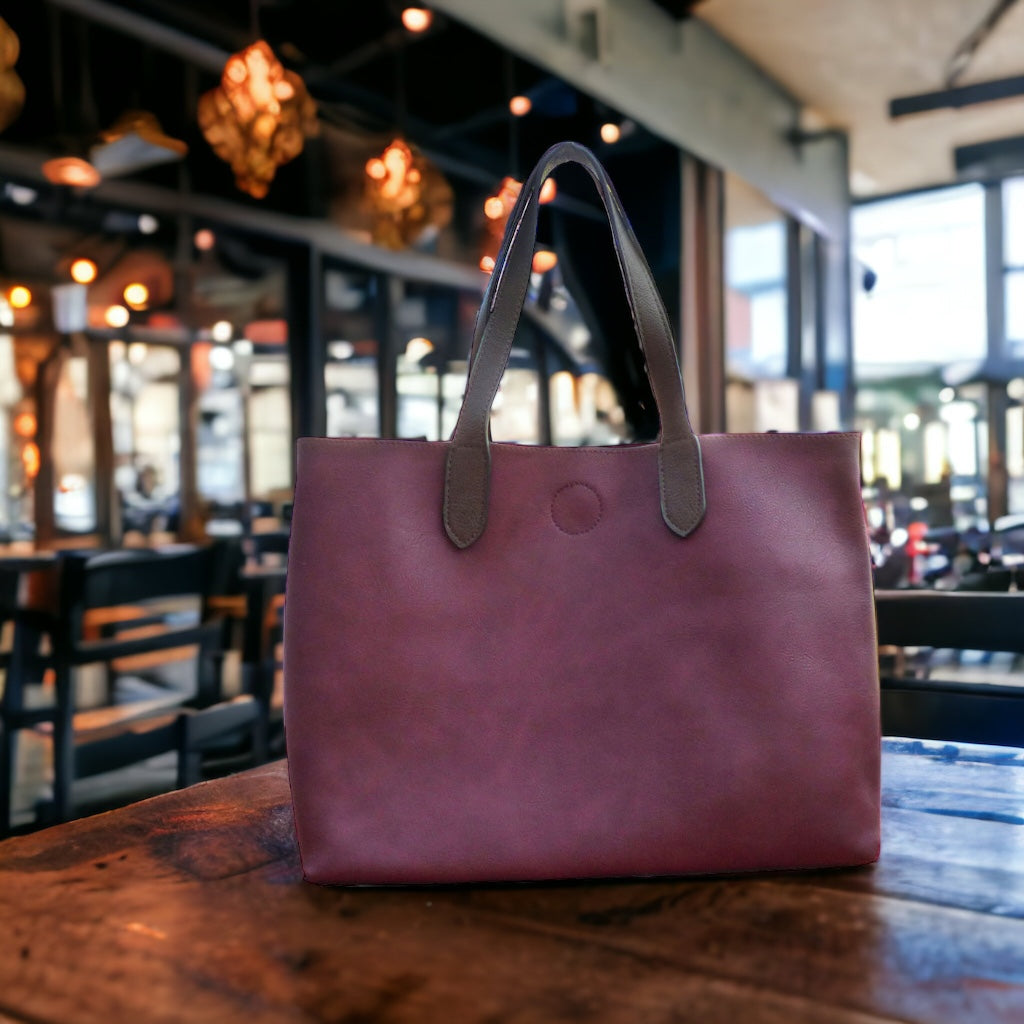 Mariah Medium Convertible Tote - Merlot