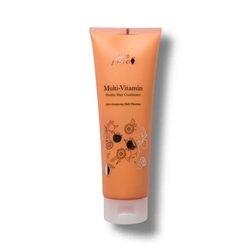 Tube of multi-vitamin hair conditioner on a white background