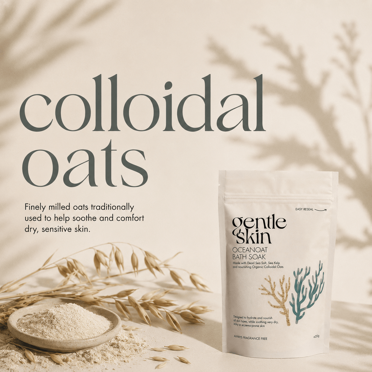 OceanOat Bath Soak featuring colloidal oats for soothing and comforting dry, sensitive skin.