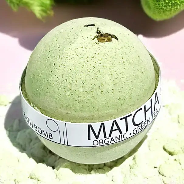 Organic Matcha Green Tea Large Bath Bomb – 8oz | Pure Drop