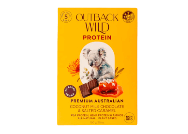 Outback Wild Wellness Chocolates - Simple Australia packaging featuring premium coconut milk chocolate and a koala.