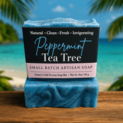 Peppermint Tea Tree Soap Bar - Soap Boutique, handcrafted blue soap bar with peppermint and tea tree essential oils.