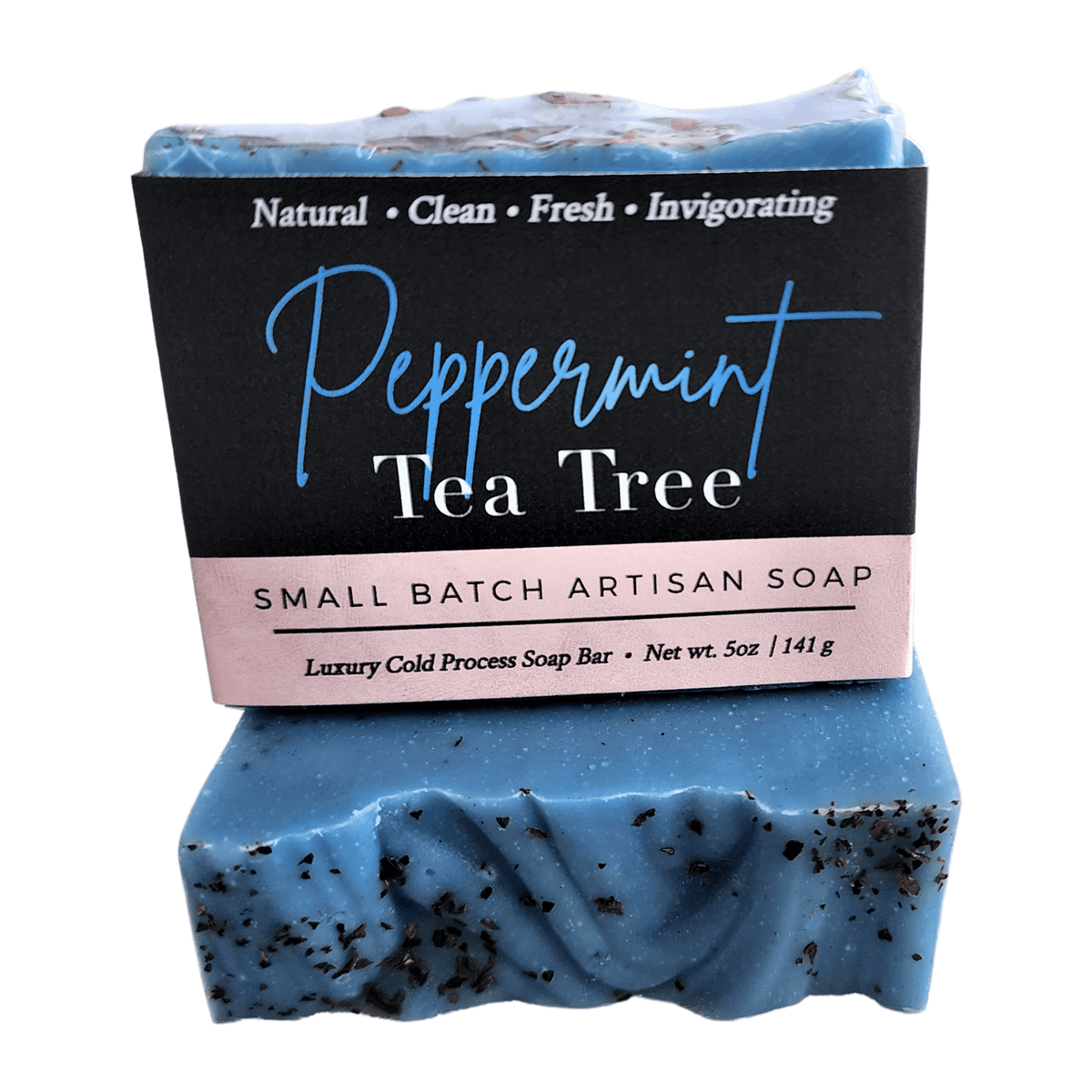 Peppermint Tea Tree Soap Bar - Soap Boutique, handcrafted blue soap with peppermint and tea tree, clean and invigorating.