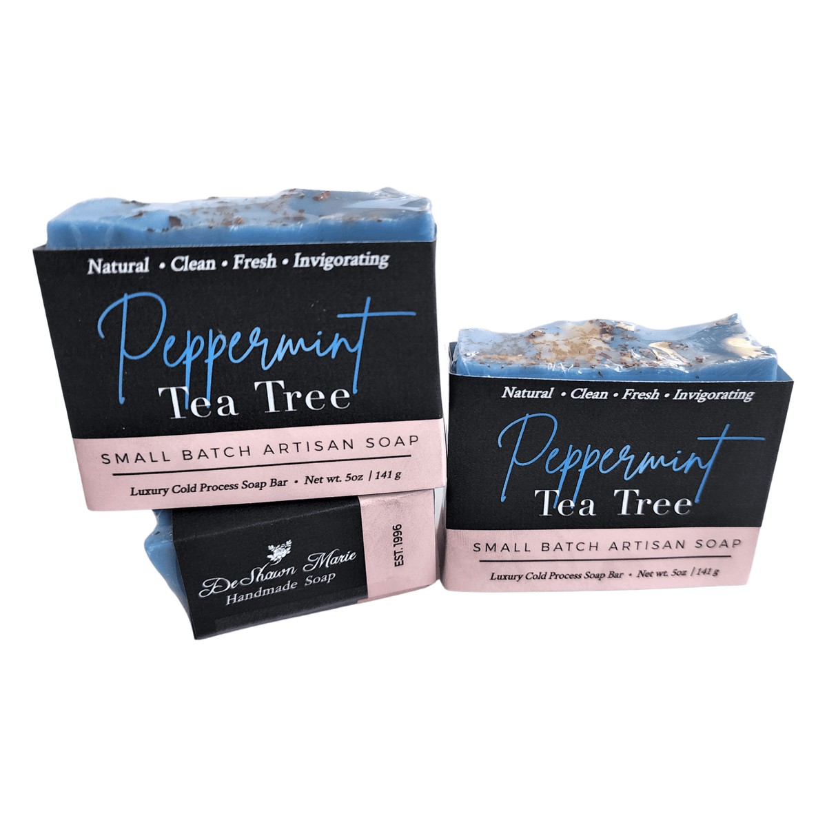 Peppermint Tea Tree Soap Bar - Soap Boutique - Handcrafted artisan soap in vibrant blue with fresh peppermint and tea tree.