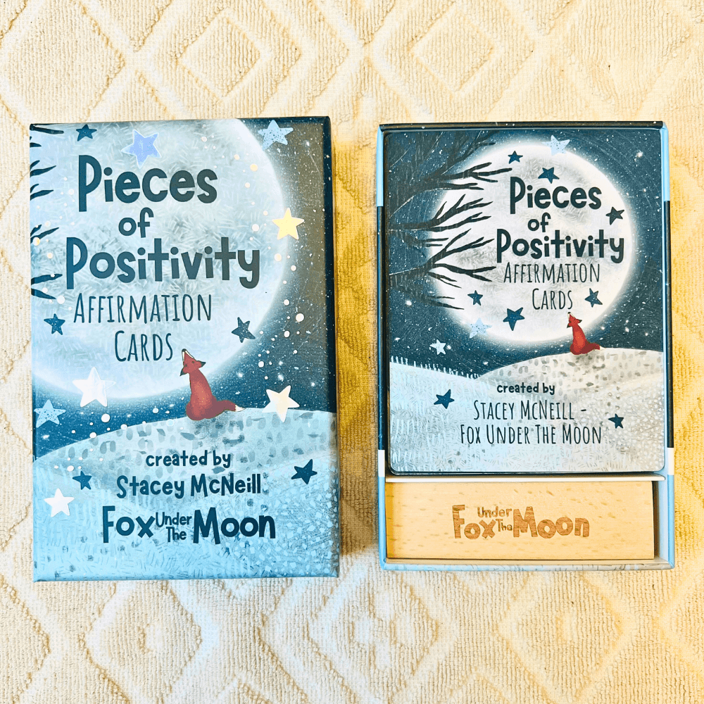 Positive Affirmation Cards set of 54 by Fox Under The Moon featuring art and uplifting messages