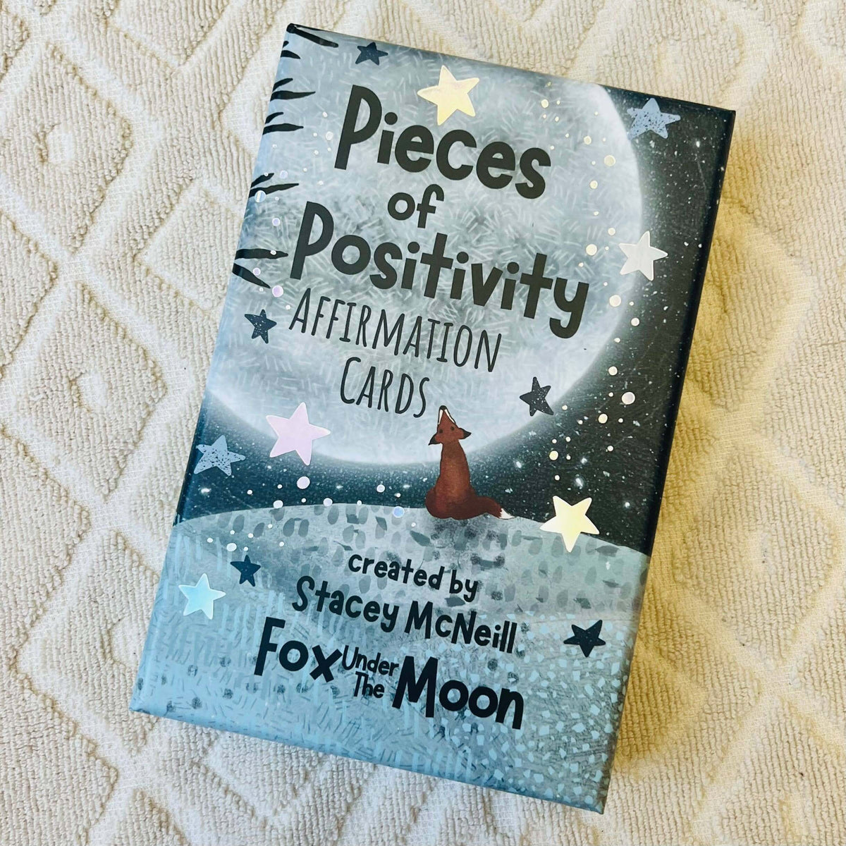 Positive Affirmation Cards by Fox Under The Moon, designed by Stacey McNeill, showcasing uplifting messages and artwork.