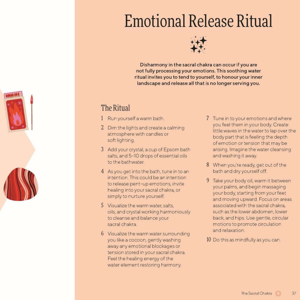 Instructions for an 'Emotional Release Ritual' with a list of materials and steps.