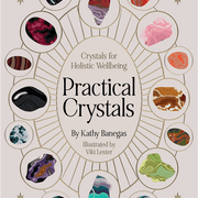 Book cover of 'Practical Crystals' with illustrations of crystals and text.