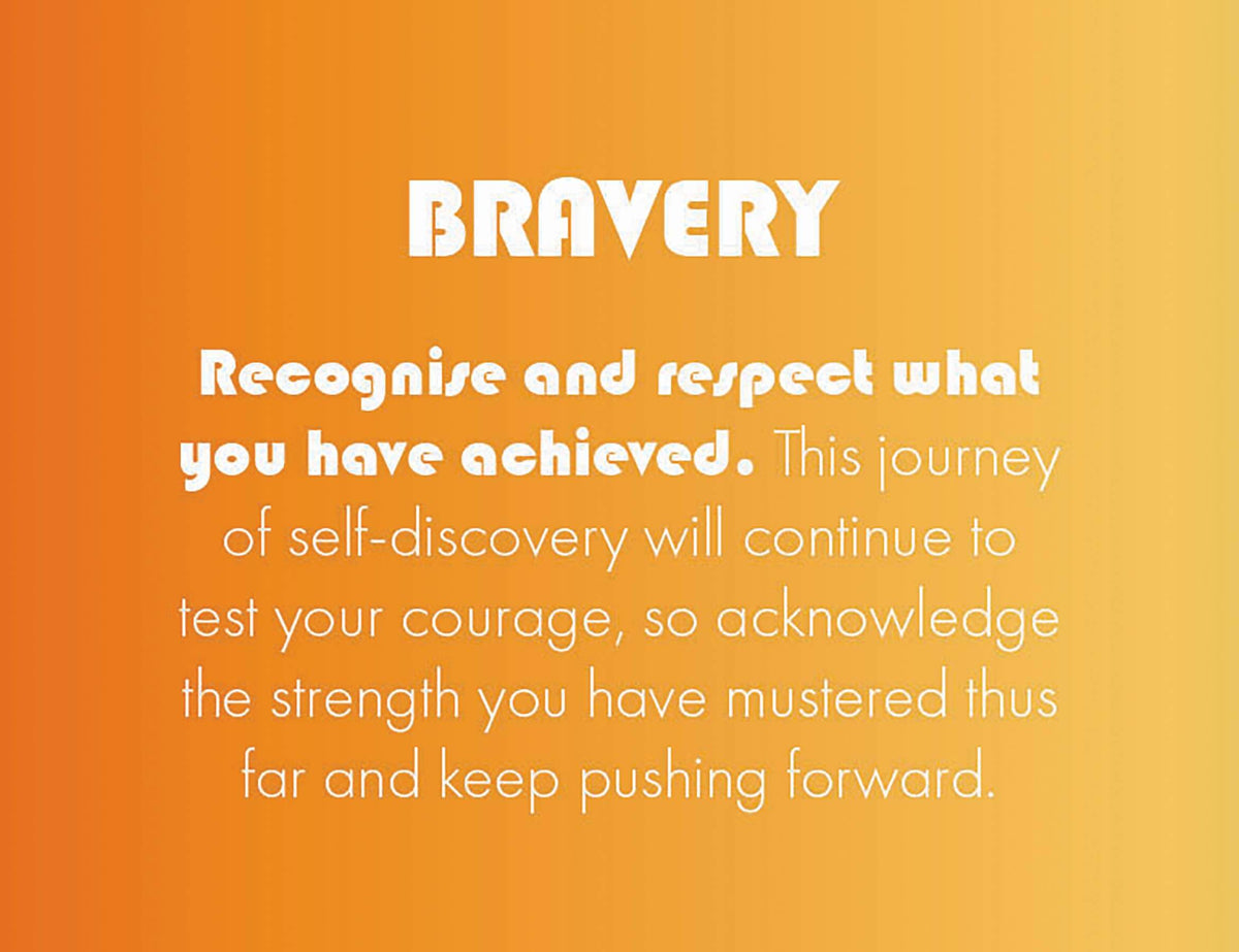 Motivational quote about bravery on an orange background
