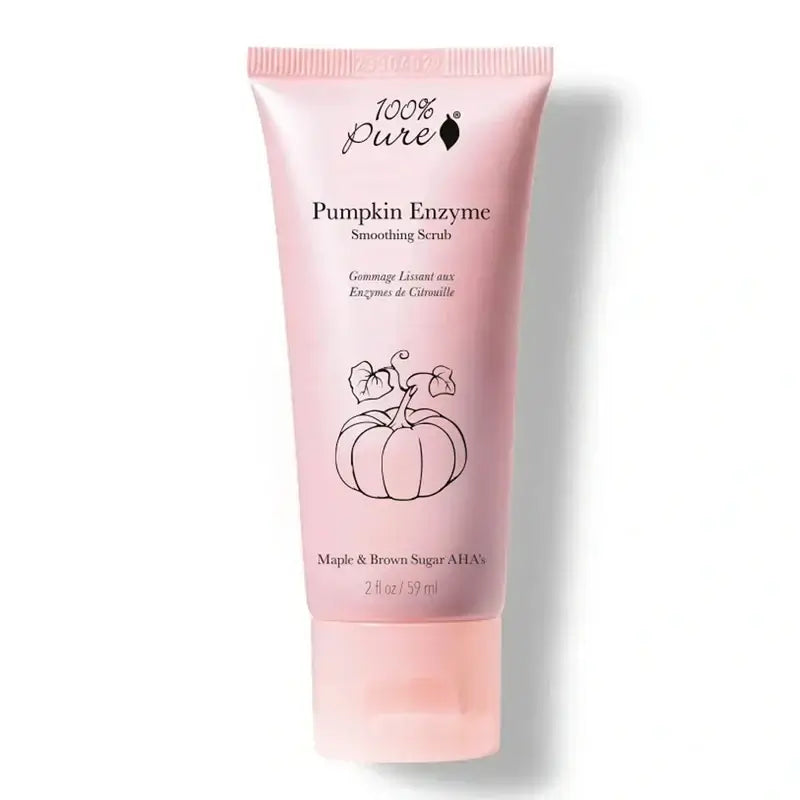 Pink tube of 100% Pure Pumpkin Enzyme Smoothing Scrub on a white background